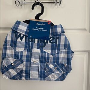 Wrangler Blue and White Plaid Dog Shirt